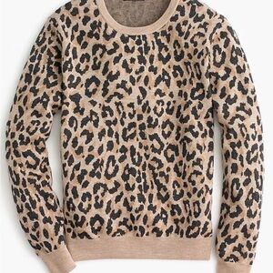 J.Crew Vintage Merino Wool Crewneck Leopard Sweater- XS